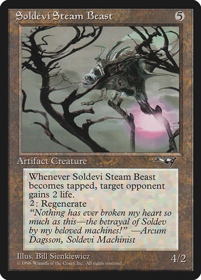 Soldevi Steam Beast (Purple Sun) from ALL #133b, Magic: The Gathering card