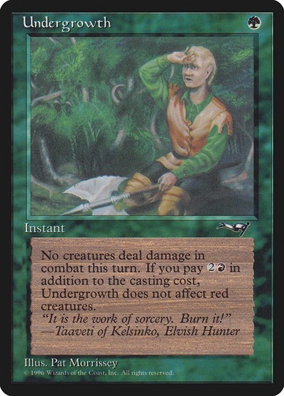 Undergrowth (Holding Axe) from ALL #102a, Magic: The Gathering card