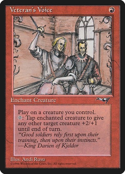 Veteran's Voice (Side-by-side) from ALL #84a, Magic: The Gathering card
