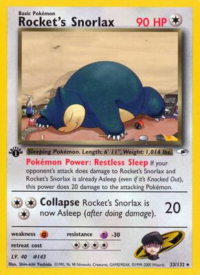 Rocket's Snorlax 033 - Unlimited Gym Heroes - Rare Moderately Played Rocket's Snorlax 033 - Unlimited Gym Heroes - Rare Moderately Played
