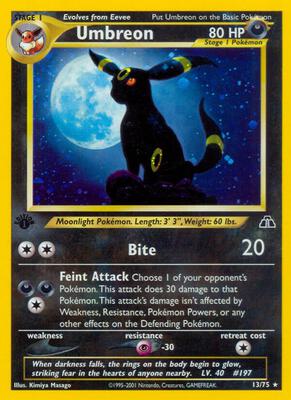 ポケモンカード　ブラッキー　umbreon 13/75 1ed Umbreon 13/75 Neo Discovery Holo for sale online | eBay